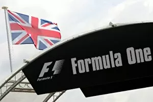 Images Dated 7th July 2005: Formula One World Championship: The Union Jack flag flys above the F1 paddock entrance