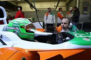 Formula One World Championship: Vitantonio Liuzzi Force India F1 VJM03 talks with Gianpiero Lambiase Force India F1