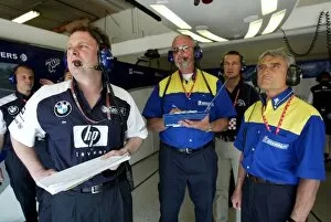 Images Dated 18th April 2003: Formula One World Championship: Williams and Michelin personnel with Pierre Dupasquier Michelin