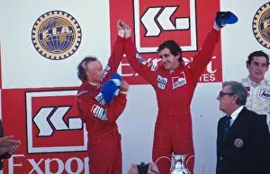 Images Dated 14th February 2001: Formula One World Championship: winner Alain Prost, centre, with second place Niki Lauda, left