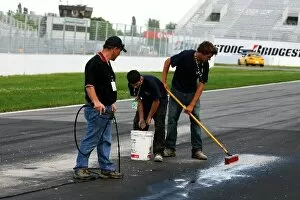 Images Dated 7th June 2008: Formula One World Championship: Work begins to repair the circuit which has been breaking up badly