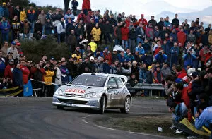 Francois Delecour in action in hisPeugeot 206 WRC, Leg 2 Catalunya Rally 2000. Photo: McKlein / LAT