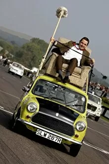 Images Dated 21st September 2009: Goodwood Revival: Mr Bean, aka Rowan Atkinson, and his Mini