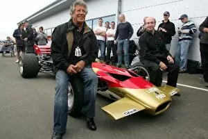 Images Dated 18th May 2007: GP Live: Mario Andretti with Richard Morgan GP Live Chairman and CEO and a Lotus 49
