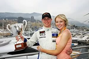 Images Dated 21st May 2005: GP2: Adam Carroll Super Nova celebrates his win with his girlfriend Claire