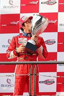 Gp2 Asia Series Gallery: GP2 Asia Series: Second place Bruno Senna I-Sport International celebrates on the podium with the trophy