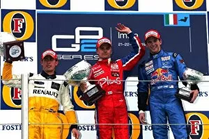 Images Dated 23rd April 2005: GP2: The podium: Jose Maria Lopez DAMS, second; Heikki Kovalainen Arden International