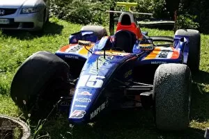 Images Dated 9th September 2007: GP2 Series: The damaged car of Marcos Martinez Racing Engineering