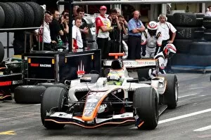 Images Dated 19th July 2008: GP2 Series: Mike Conway Trident Racing makes a pit stop