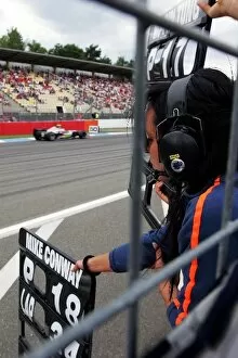 Images Dated 19th July 2008: GP2 Series: Pit board for Mike Conway Trident Racing and Ho-Pin Tung Trident Racing