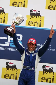 Images Dated 1st August 2009: GP2 Series: Race winner Giacomo Ricci DPR celebrates on the podium