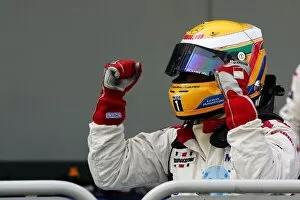 Images Dated 6th May 2006: GP2 Series: Race winner Lewis Hamilton ART Grand Prix celebrates in parc ferme