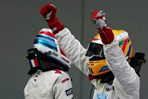 Gp2 Series Gallery: GP2 Series: Second placed Alexandre Premat ART Grand Prix celebrates with race winner Lewis