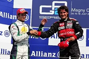 Images Dated 16th July 2006: GP2 Series: Second placed Nelson Piquet Jnr. Piquet Sports and race winner Giorgio Pantano FMS