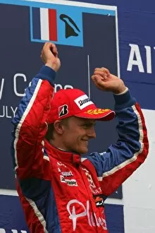Images Dated 2nd July 2005: Grand Prix 2: Race winner Heikki Kovalainen Arden International on the podium