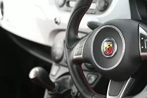 Images Dated 24th September 2009: Grand Prix Shootout: Abarth badge on the FIAT 500 steering wheel