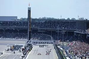 Images Dated 22nd June 2004: Indianapolis, USA. 18th - 19th June: The two Ferraris lead the field down to the first corner