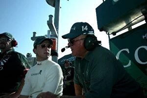 Images Dated 7th July 2003: Indy Racing League: A.J. Foyt IV A.J. Foyt Enterprises talks with A.J. Foyt