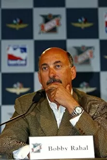 Images Dated 27th March 2003: Indy Racing League: Bobby Rahal, Team Rahal, talks with the media at a press conference at