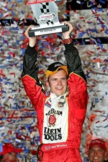 Images Dated 27th June 2004: Indy Racing League: Dan Wheldon celebrates his win in the Sun Trust Indy Challenge