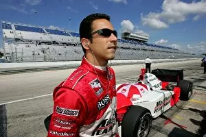Images Dated 25th July 2004: Indy Racing League: Helio Castroneves watches qualifying for the Menards AJ Foyt Indy 225