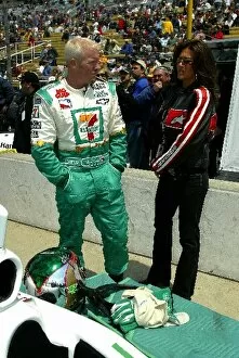 Images Dated 20th May 2002: Indy Racing League: Paul Tracy Team Green chats with his girlfriend before qualifying twenty-ninth