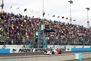 Checkered Gallery: Indy Racing League: Race winner Sam Hornish Jnr Penske Racing Dallara Toyota takes the chequered flag