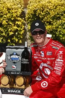 Images Dated 27th August 2007: Indy Racing League: Race winner Scott Dixon Target Ganassi with the trophy