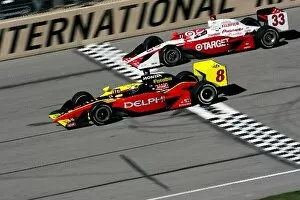 Images Dated 22nd August 2005: Indy Racing League: Scott Sharp Delphi Fernandez Racing Dallara Honda leads race retiree Ryan