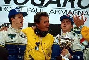 Team Mates Collection: International Formula 3000 Championship: The podium: Olivier Panis DAMS who was punted off