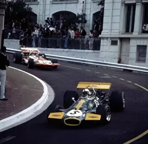 Images Dated 19th May 2014: Jack Brabham leads Chris Amon: Monaco Grand Prix, Monte Carlo 1970