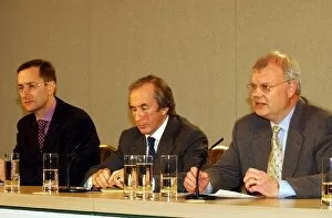 Images Dated 26th November 2002: Jaguar Press Conference: L-R;Tony Purnell, Sir Jackie Stewart & Richard Parry-Jones announce that