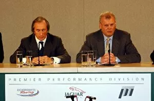Images Dated 26th November 2002: Jaguar Press Conference: Sir Jackie Stewart & Richard Parry-Jones announce that Tony Purnell is to