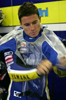 Images Dated 16th August 2008: James Toseland Tech 3 Yamaha gets his wet weather protection