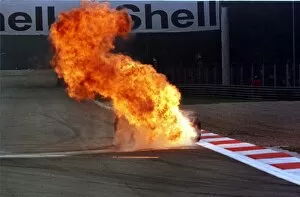 Images Dated 3rd September 2013: Jarno Trullis Prost Mugen Engine Explodes during Saturday Morning Warm Up