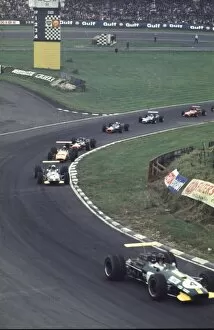 Images Dated 19th May 2014: Jochen Rindt leads Brabham, McLaren, Rodriguez and Attwood: British Grand Prix, Brands Hatch