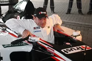 Sponsor Gallery: Jos Verstappen (NED), Minardi F1 Team, Portrait, gets into the Minardi Cosworth PS01