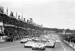 1966 Collection: Le Mans 24 Hour Race: The start of the race is carried out in the traditional manner with