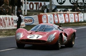 1967 Collection: Le Mans 24 Hours Race: Ludocivo Scarfiotti with Mike Parkes Ferrari 330 P4 Coupe finished the race