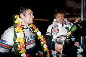 Le Mans 24 Hours: Race winners Jacky Ickx and Derek Bell Rothmans Porsche celebrate victory