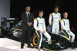Images Dated 12th February 2010: Lotus T127 Launch: Tony Fernandes Lotus Team Principal, Jarno Trulli Lotus