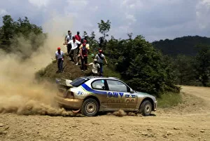 Manfred Stohl in action in the Hyundai Accent WRC03, Acropolis Rally 2003