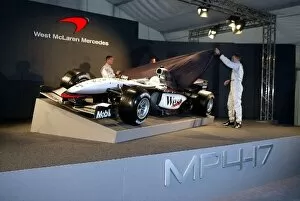 McLaren F1 Launch 2002: Kimi Raikkonen and David Coulthard unveil the new McLaren MP4 - 17