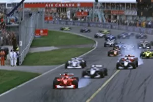 Images Dated 9th October 2013: Michael Schumacher, Ferrari leads at the start: CANADIAN GRAND PRIX 2000