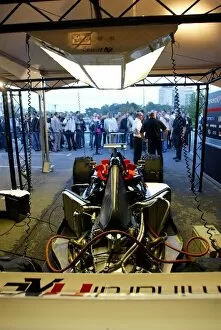 Images Dated 22nd September 2006: Minardi F1x2 Bulgaria: Crowds gather outside the garage of the Minardi F1x2