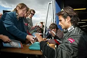Images Dated 31st August 2003: Minardis Thunder at the Rock: Vitantonio Liuzzi, signs autographs for fans