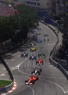 Images Dated 21st April 2001: Monte Carlo, Monaco. 29th May 2001: Michael Schumacher, Ferrari F2001, leads from Mika Hakkinen