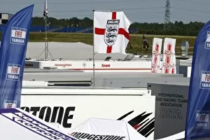 Rd6 Dutch TT Collection: MotoGP: A flag supporting the England football team in the 2010 World Cup