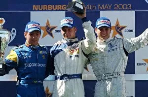 European Formula 3000 Champions Gallery: The podium (L to R): Augusto Farfus (BRA) Draco Jr Racing Team / Multiracing USA