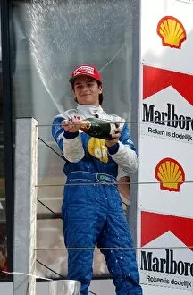 Dutch Collection: Podium, Nelson Piquet Jr. (BRA), Piquet Sports, spraying champaign although he is not happy
